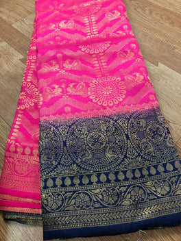 Radiant Attractive Colored Hand Dyed Semi Soft Silk Saree