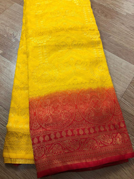 Radiant Attractive Colored Hand Dyed Semi Soft Silk Saree