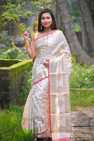 Load image into Gallery viewer, Mesmerizing Crystal Silk Banarasi Looked Saree