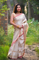 Load image into Gallery viewer, Mesmerizing Crystal Silk Banarasi Looked Saree