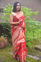 Load image into Gallery viewer, Mesmerizing Crystal Silk Banarasi Looked Saree