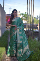 Load image into Gallery viewer, Mesmerizing Crystal Silk Banarasi Looked Saree