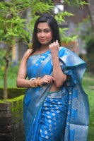 Load image into Gallery viewer, Mesmerizing Crystal Silk Banarasi Looked Saree