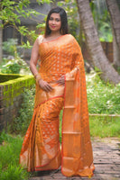 Load image into Gallery viewer, Mesmerizing Crystal Silk Banarasi Looked Saree