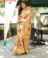 Load image into Gallery viewer, Admirable Gold Touched Jacquard Digital Print Saree