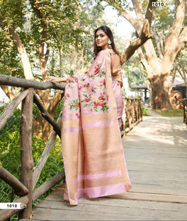 ADMIRABLE GOLD TOUCHED JACQUARD DIGITAL PRINT SAREE