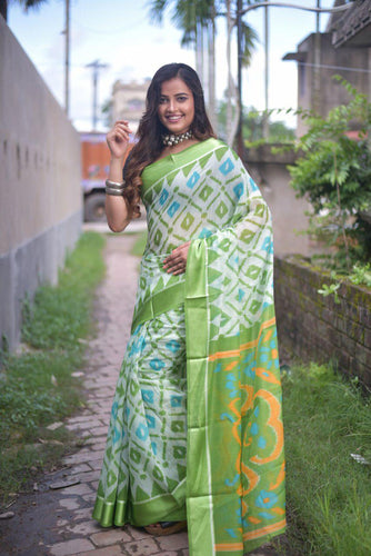 Smashing  Light Colored Linen Silk Saree