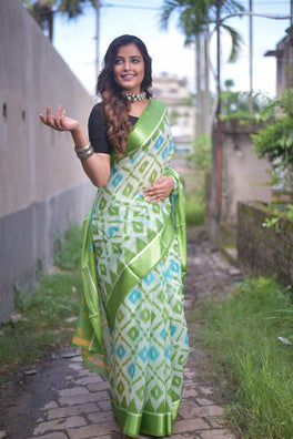 Smashing  Light Colored Linen Silk Saree