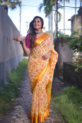Smashing  Light Colored Linen Silk Saree