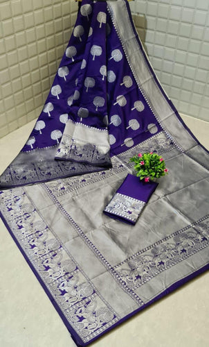 Lichi Soft Silk Kota With Silver Border & Butta