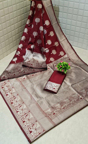 Lichi Soft Silk Kota With Silver Border & Butta