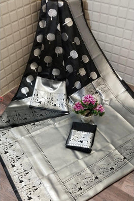 Lichi Soft Silk Kota With Silver Border & Butta