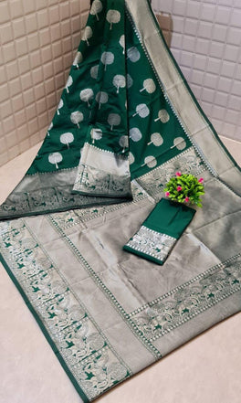 Lichi Soft Silk Kota With Silver Border & Butta