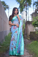 Load image into Gallery viewer, Classy Soft Linen Saree With Floral Design