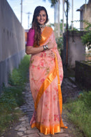 Load image into Gallery viewer, Classy Soft Linen Saree With Floral Design