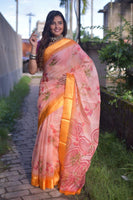 Load image into Gallery viewer, Classy Soft Linen Saree With Floral Design