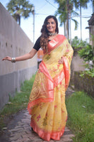 Load image into Gallery viewer, Classy Soft Linen Saree With Floral Design