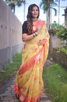 Load image into Gallery viewer, Classy Soft Linen Saree With Floral Design