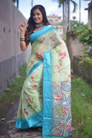 Load image into Gallery viewer, Classy Soft Linen Saree With Floral Design