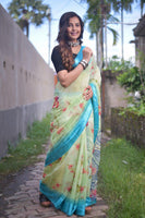 Load image into Gallery viewer, Classy Soft Linen Saree With Floral Design