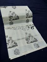 Load image into Gallery viewer, Printed Kerala Cotton Tissue (Silver Zari )