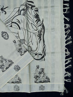 Load image into Gallery viewer, Printed Kerala Cotton Tissue (Silver Zari )