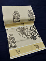 Load image into Gallery viewer, Printed Kerala Cotton Tissue (Gold Zari )