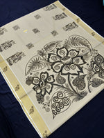 Load image into Gallery viewer, Printed Kerala Cotton Tissue (Gold Zari )