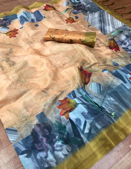 Classic Multi Color Soft Silk Designer Digital Print Saree