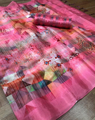 Classic Multi Color Soft Silk Designer Digital Print Saree