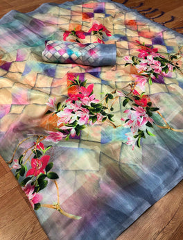 Classic Multi Color Soft Silk Designer Digital Print Saree