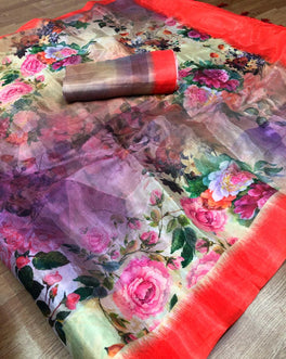 Classic Multi Color Soft Silk Designer Digital Print Saree