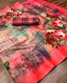 Classic Multi Color Soft Silk Designer Digital Print Saree