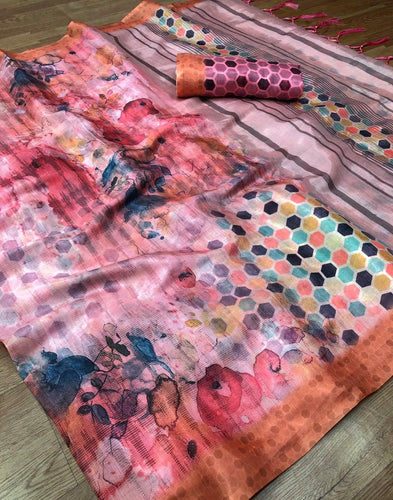 Classic Multi Color Soft Silk Designer Digital Print Saree