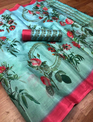 Classic Multi Color Soft Silk Designer Digital Print Saree