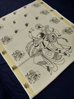 Load image into Gallery viewer, Printed Kerala Cotton Tissue (Gold Zari )