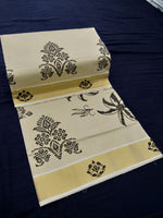 Load image into Gallery viewer, Printed Kerala Cotton Tissue (Gold Zari )