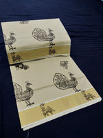 Load image into Gallery viewer, Printed Kerala Cotton Tissue (Gold Zari )