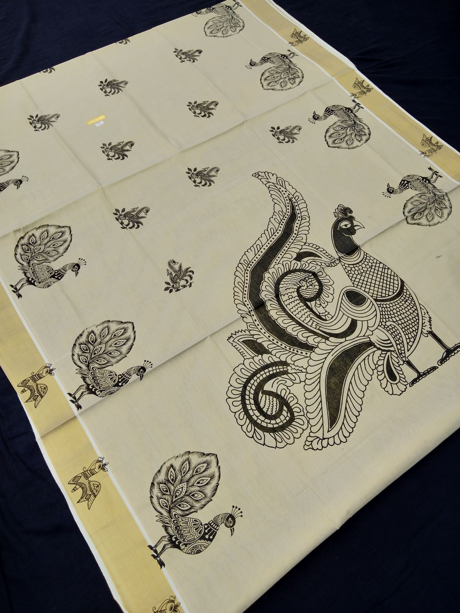 Printed Kerala Cotton Tissue (Gold Zari )