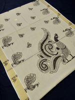 Load image into Gallery viewer, Printed Kerala Cotton Tissue (Gold Zari )