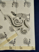 Load image into Gallery viewer, Printed Kerala Cotton Tissue (Gold Zari )