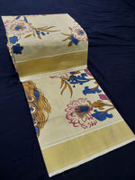 Load image into Gallery viewer, Printed Kerala Cotton Tissue (Gold Zari )