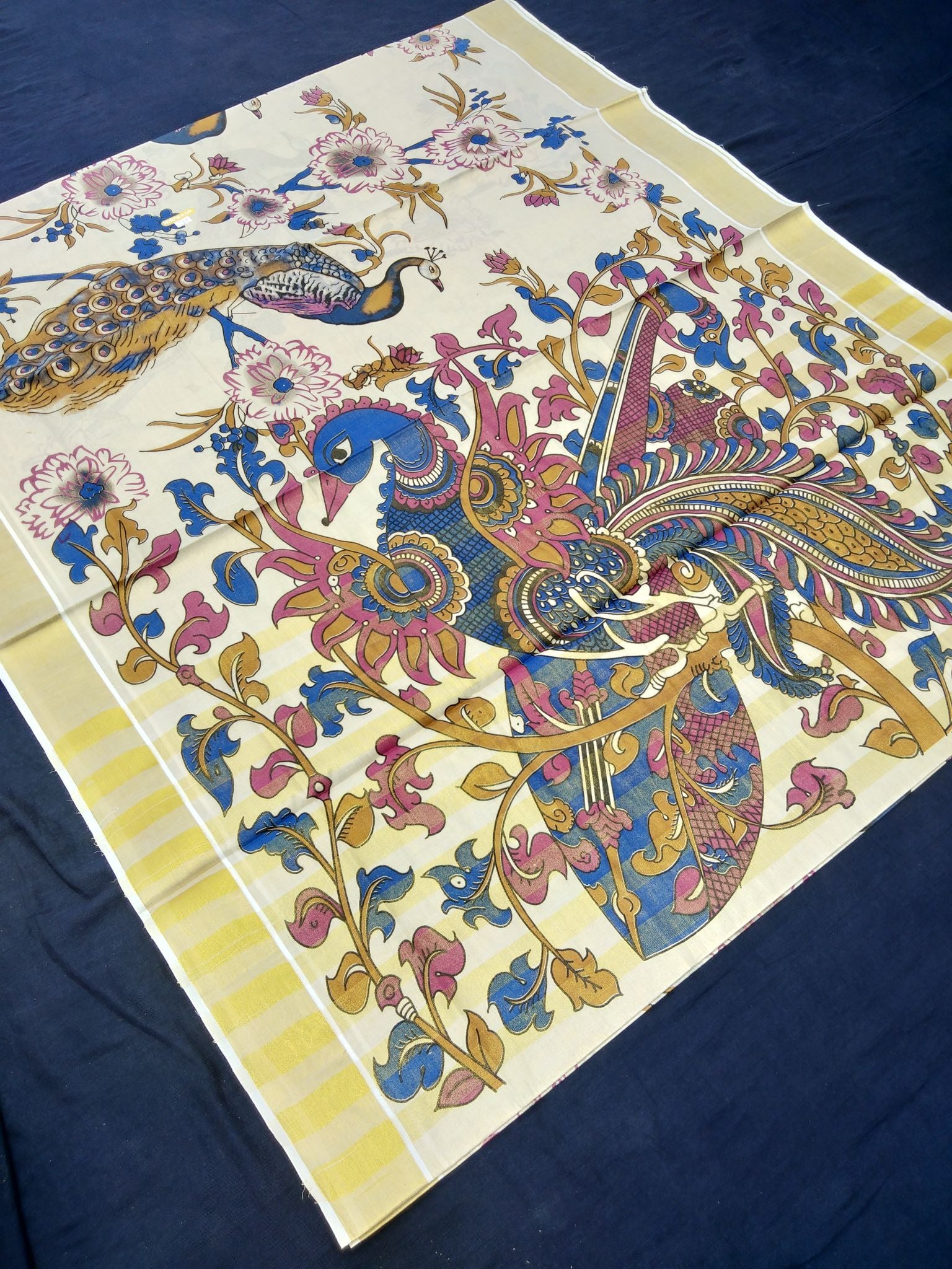 Printed Kerala Cotton Tissue (Gold Zari )