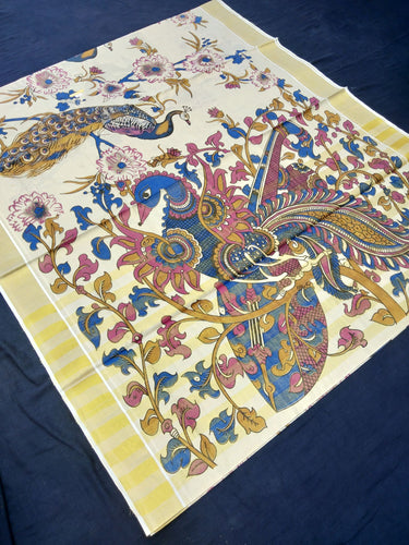 Printed Kerala Cotton Tissue (Gold Zari )