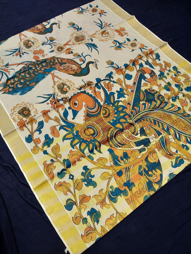 Printed Kerala Cotton Tissue (Gold Zari )