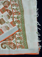 Load image into Gallery viewer, Beautiful White Linen Printed Saree