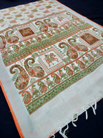 Load image into Gallery viewer, Beautiful White Linen Printed Saree