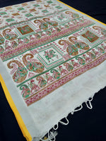 Load image into Gallery viewer, Beautiful White Linen Printed Saree