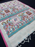 Load image into Gallery viewer, Beautiful White Linen Printed Saree