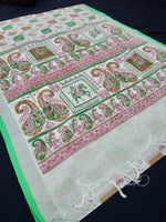 Load image into Gallery viewer, Beautiful White Linen Printed Saree